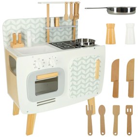 KIK Drevená detská kuchynka LULILO retro MDF – kompletná kuchynská súprava s príslušenstvom