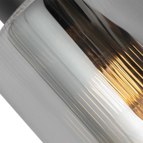 Art Deco stropné bodové svetlo čierne s dymovým sklom nastaviteľné - Laura