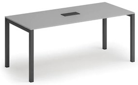 Rokovací stôl PRIMO SQUARE, 180x80 cm, sivá + stolná zásuvka TYP VI, čierna