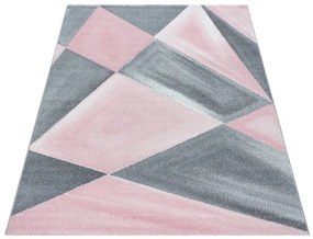 Koberec Beta geometria, ružový / sivý