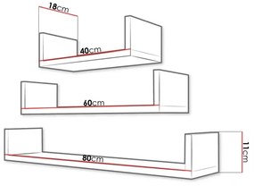SADA 3x Nástenná polica TRIO biela