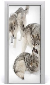 Samolepiace fototapety na dvere šedí vlci 75x205 cm
