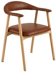 Koňakovohnedá/v prírodnej farbe jedálenská stolička z imitácie kože Addi – Actona