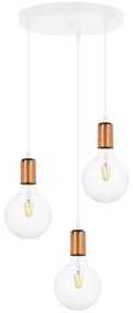 Luster na lanku MIROS 3xE27/60W/230V guľatý biela/medená