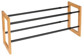 Kovový teleskopický stojan na topánky v čierno-prírodnej farbe Ecori – Wenko