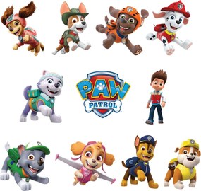 11 nálepiek 10x10cm • Paw Patrol - textilná nálepka na stenu