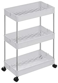 Kuchynský vozík s 3 priehradkami, biely, 60x40x22cm