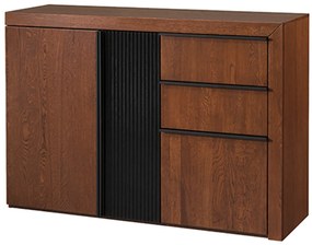 Komoda Paris II 46 130 cm z masivu s LED osvětlením dub antický/černá