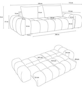 Tmavosivá ženilková rozkladacia/s úložným priestorom pohovka 278 cm Everest – Bobochic Paris