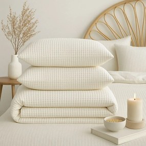 Biele obliečky na jednolôžko z bavlny Renforcé 140x200 cm Waffle Striped – Mila Home Luxury