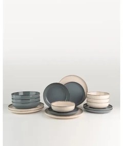 Jedálna súprava 16 ks béžová/modrá/porcelán
