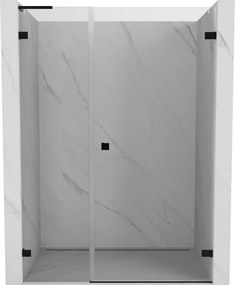 Mexen Lunar-B, L Otočné pravé sprchové dvere 140 cm, číre sklo, čierny profil, 832SL-140-050-70-00-P