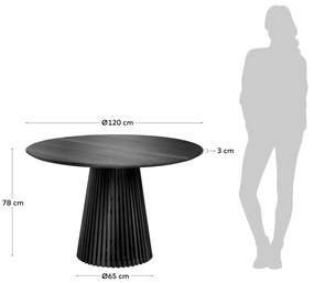 Čierny okrúhly jedálenský stôl z masívu mindi ø 120 cm Jeanette – Kave Home