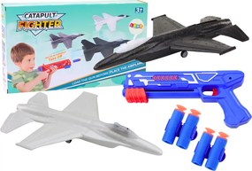 LEAN Toys Pištoľ na šípky 2v1 vystreľovač lietadiel modrá