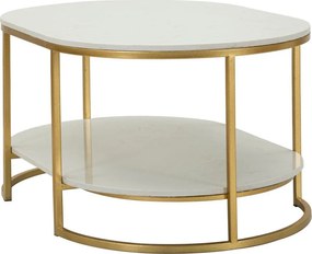 Biely/v zlatej farbe konferenčný stolík s mramorovou doskou 60x90 cm Izmir – Mauro Ferretti