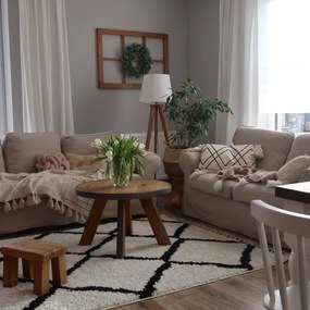 Behúň BERBER CROSS, biely, strapce