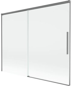 Mexen Rox, 2-krídlová posuvná vaňová zástena 190 x 150 cm, 8mm číre sklo, grafitový profil, 8C9-190-001-95-00