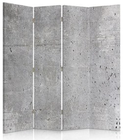 Ozdobný paraván Šedá betonová zeď - 145x170 cm, štvordielny, obojstranný paraván 360°