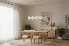 Závesné svietidlo Florence, 4x biele sklenené tienidlo, g/be