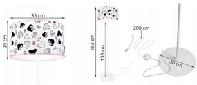 Detská stojacia lampa Minnie, 1x textilné tienidlo so vzorom, o