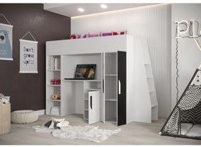 Detská kombinovaná posteľ 90 cm Puro 15 (matná biela + biely lesk + tyrkysové úchytky). Vlastná spoľahlivá doprava až k Vám domov. 1087099