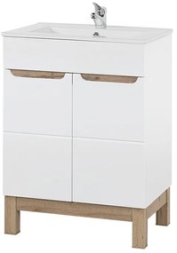 Závesná skrinka Bali so zápustným umývadlom 60 cm biela/dub wotan