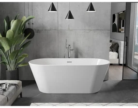 Mexen Flavia, voľne stojaca vaňa 170 x 75 cm, biela, chrómový prepad, 54031708000-01