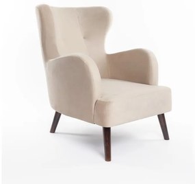 Béžové zamatové kreslo ušiak Noemye – Bonami Selection