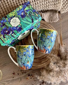 Sada 2 ks porcelánových hrnků Van Gogh IRISES 350 ml modrá