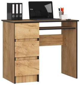 Písací stôl A-6 90 cm dub craft zlatý ľavý