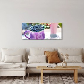 Obraz - čučoriedky v hrnčeku (120x50 cm)