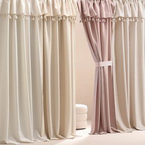 Biely záves Astoria so strapcami na strieborné priechodky 140 x 260 cm