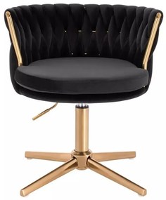LuxuryForm DESIGN Stolička LYON VELUR na zlatom kríži - čierna