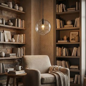 Toolight - Závesné svietidlo Lassi 30cm APP308-1CP, E27, čierna, OSW-00340