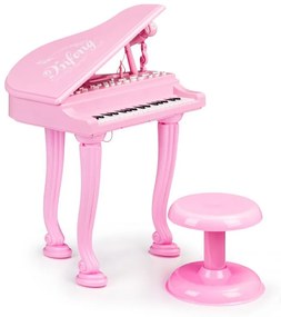 EcoToys Fortepiano organki keyboard pianíno s mikrofónom mp3, ružová HC490482