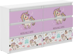 Wooden Toys Detská komoda R-140 RŮŽOVÝ JEDNOROŽEC