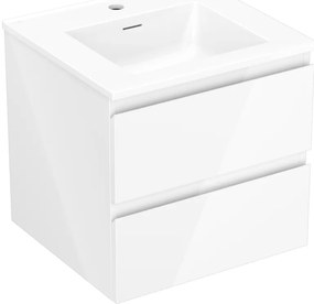 Mexen Orio, kúpeľňová skrinka 50 cm s umývadlom Otis, 2 zásuvky, biela lesklá, 91A10-05047-2-BFF00-W18M00