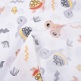 Biante Detský bavlnený záves Sandra SA-373 Veselé korytnačky na bielom 150x210 cm