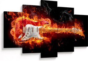 Obraz - Gitara v plameňoch (150x105 cm)