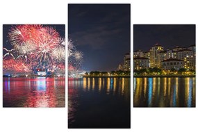 Obraz ohňostroja v Singapure (90x60 cm)