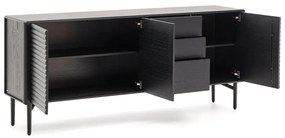 Čierna komoda v dekore duba 200x86x45 cm Lenon – Kave Home