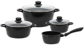 Elo 62440 Basic 4-dielna súprava hliníkových hrncov Black Cast