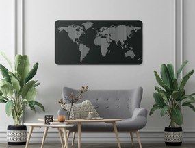 drevko Dizajnová nástenná 3D mapa sveta Rozmer obrazu: 45 x 89 cm, Farba dekorácie: Čierna