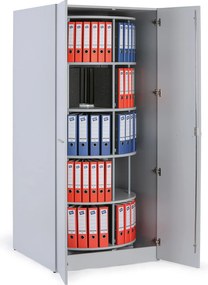 Skriňa s otočným regálom na šanóny, 5 poschodí, uzamykateľná, sivá