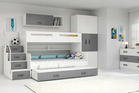 Interbeds Poschodová posteľ MAX 3 + 3x matrace 200x120 sivo-biela 2025