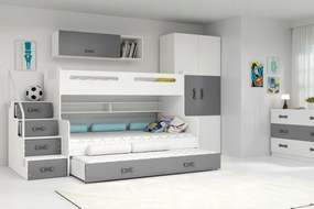 Interbeds Poschodová posteľ MAX 3 + 3x matrace 200x120 sivo-biela 2024