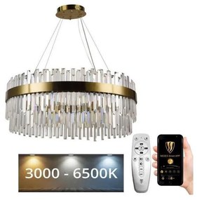 NEDES LED Stmievateľný luster na lanku LED/110W/230V 3000-6500K zlatá + diaľkové ovládanie ND3520