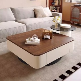 LuxuryForm DESIGN Konferenčný stolík MODENA 80 × 80 cm – hnedý, béžový (set)