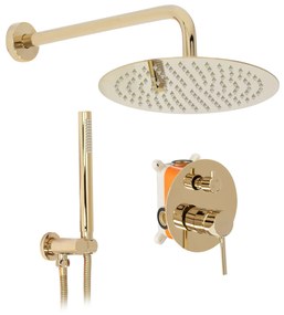 Rea Lungo, podomietkový sprchový set s dažďovou hlavovou a ručnou sprchou, zlatá lesklá, REA-P4110
