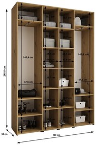 Šatníková skriňa 190 cm Carmela 50-4 (kašmír + čierna). Akcia -20%. Vlastná spoľahlivá doprava až k Vám domov. 1126847